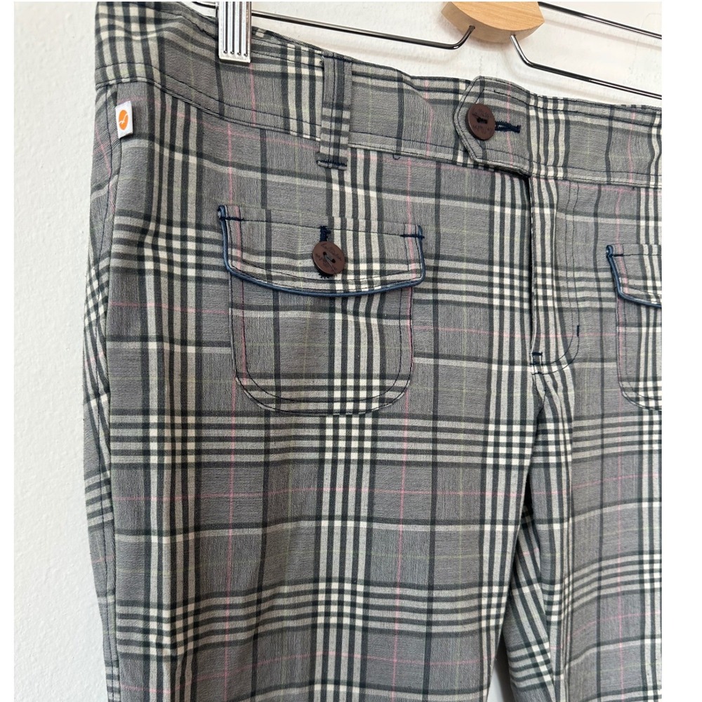Hollister Co Grey Plaid Low Rise Straight Leg Pants Women Size 11 Y2K Preppy